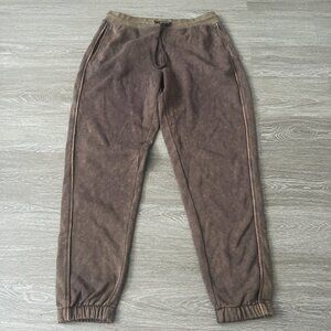 Alphalete Joggers Mens M Sweatpants Drawstring Brown Gold Acid Wash